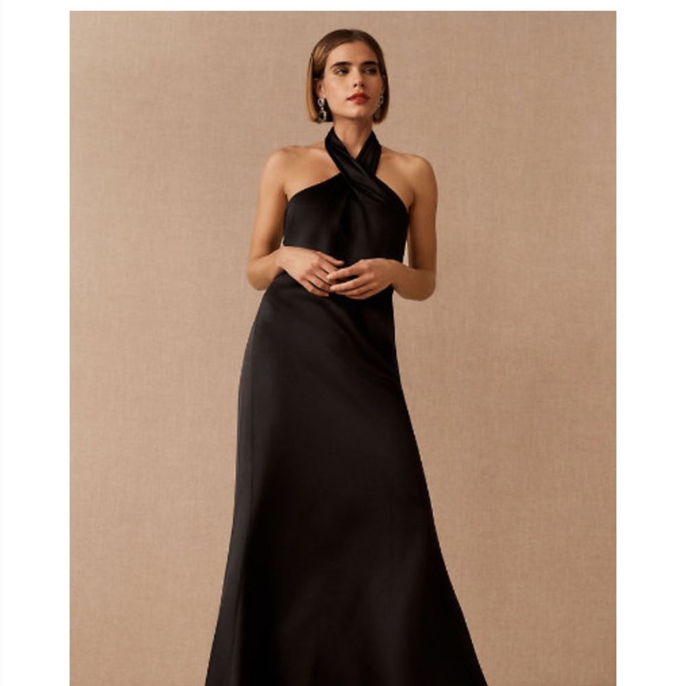 BHLDN Ruby Satin Charmeuse Dress - BLACK